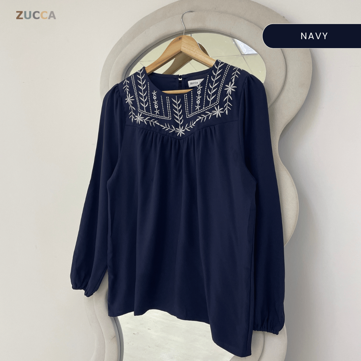 ZUCCA MARLA EMBROIDERED RELAXED MODEST BLOUSE - MA185