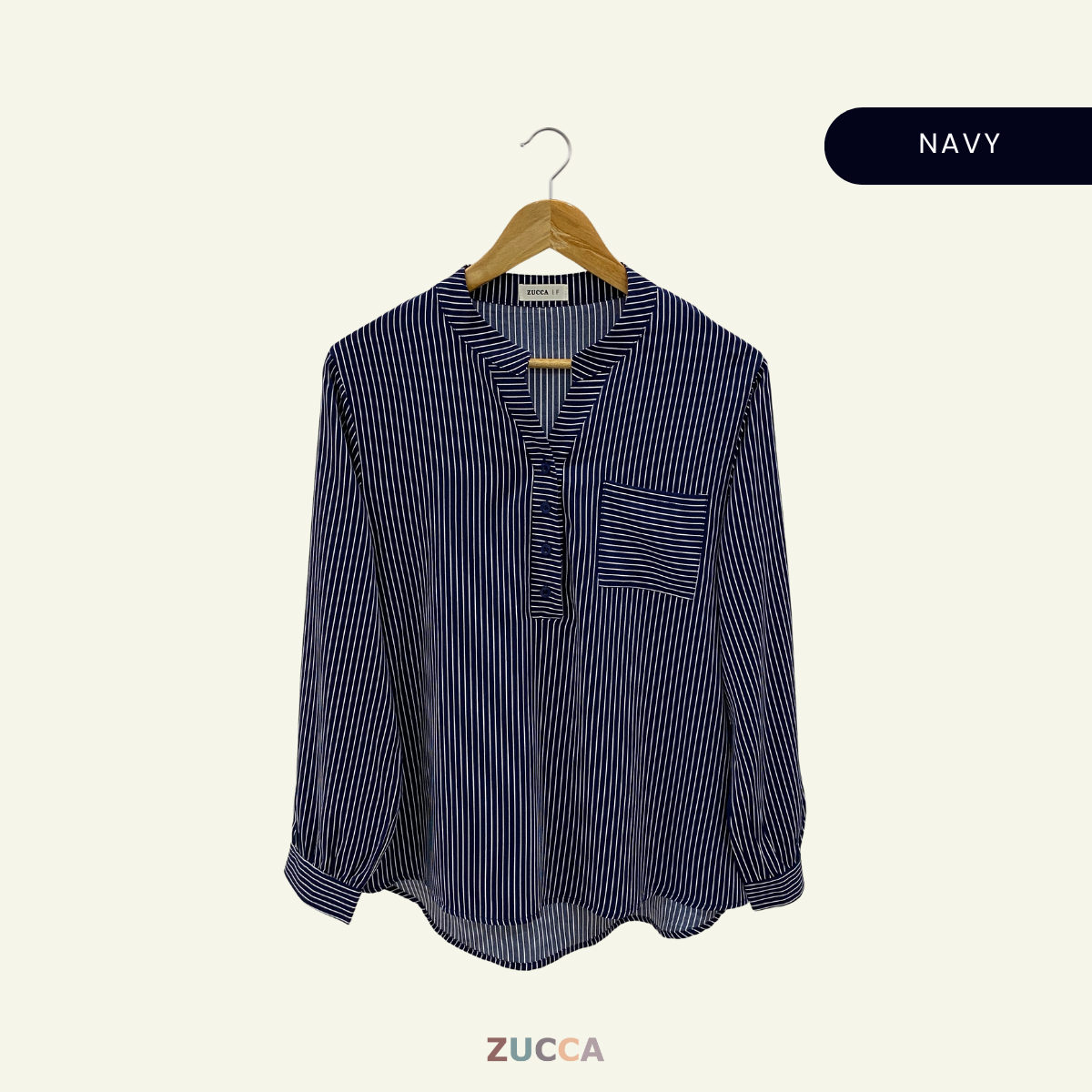 ZUCCA AKINI BLOUS WANITA BERGARIS LEHER V – DM166 (GAYA KOREA)