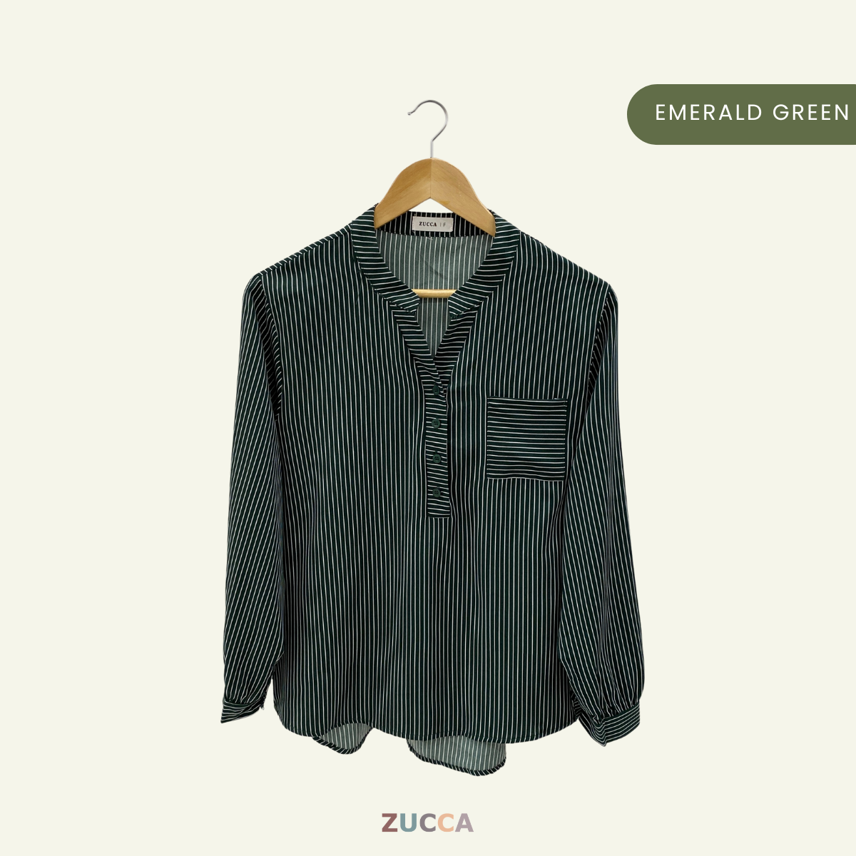 ZUCCA AKINI BLOUS WANITA BERGARIS LEHER V – DM166 (GAYA KOREA)