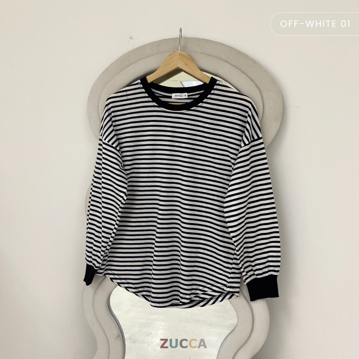 ZUCCA AZUNA CASUAL FINE STRIPE LONG SLEEVE TOP - MA172
