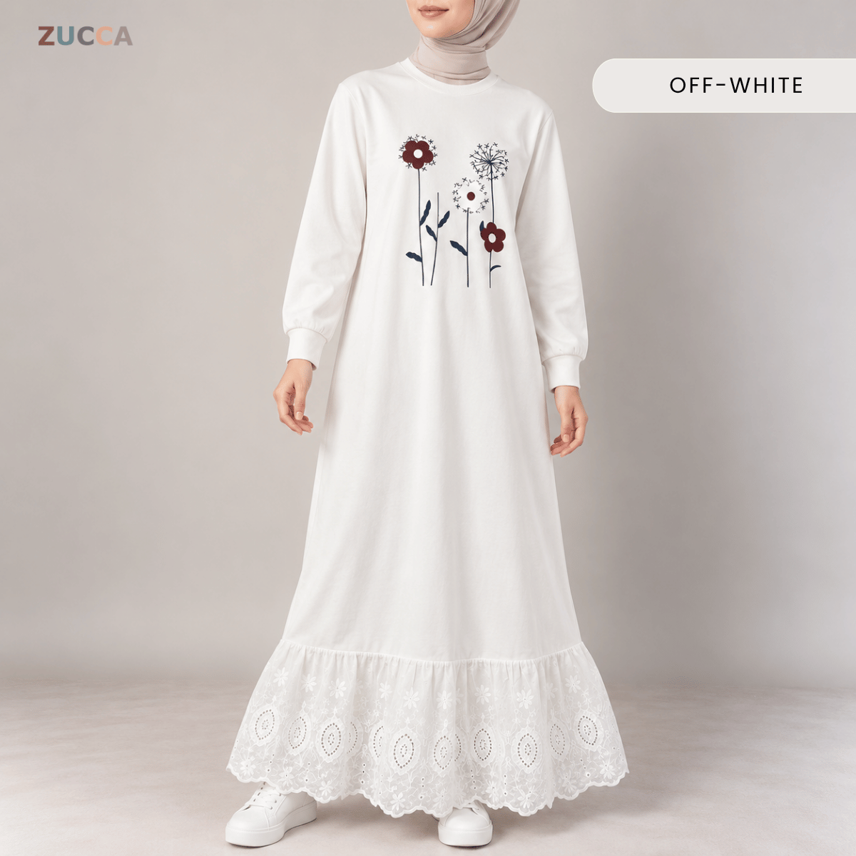 ZUCCA QASEH FLORAL LACE LONG SLEEVE MAXI DRESS  - MA263