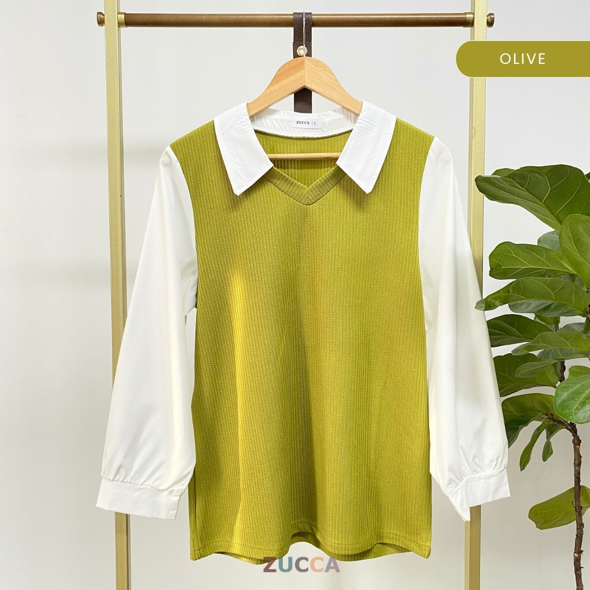 Stacy Ribbed Knit Attached Women Blouse - DM122 Korean Style