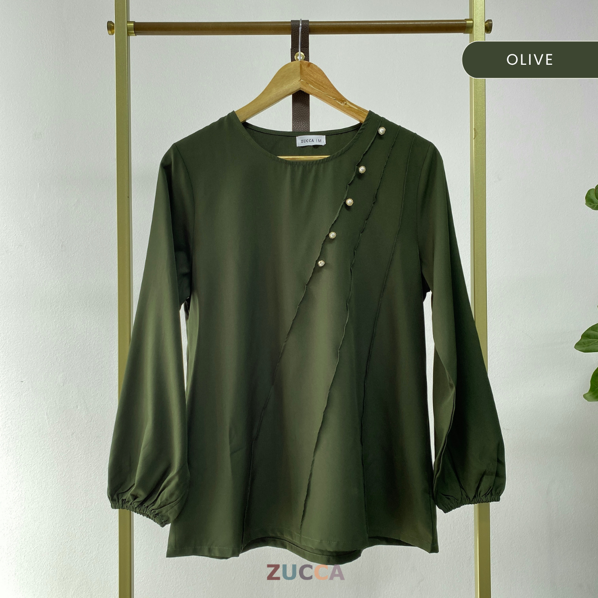 ZUCCA HILANA PLEATED PANEL PEARL DETAIL BLOUSE - MA055