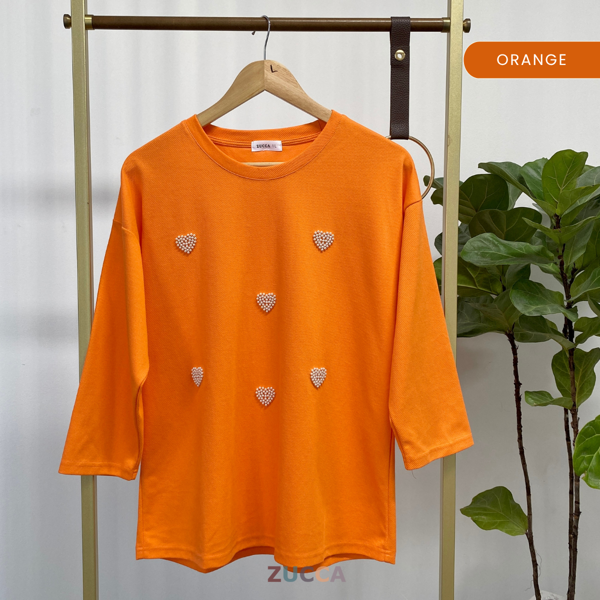 ZUCCA FATINI HEART EMBELLISHED COTTON KNIT SHIRT - MA057