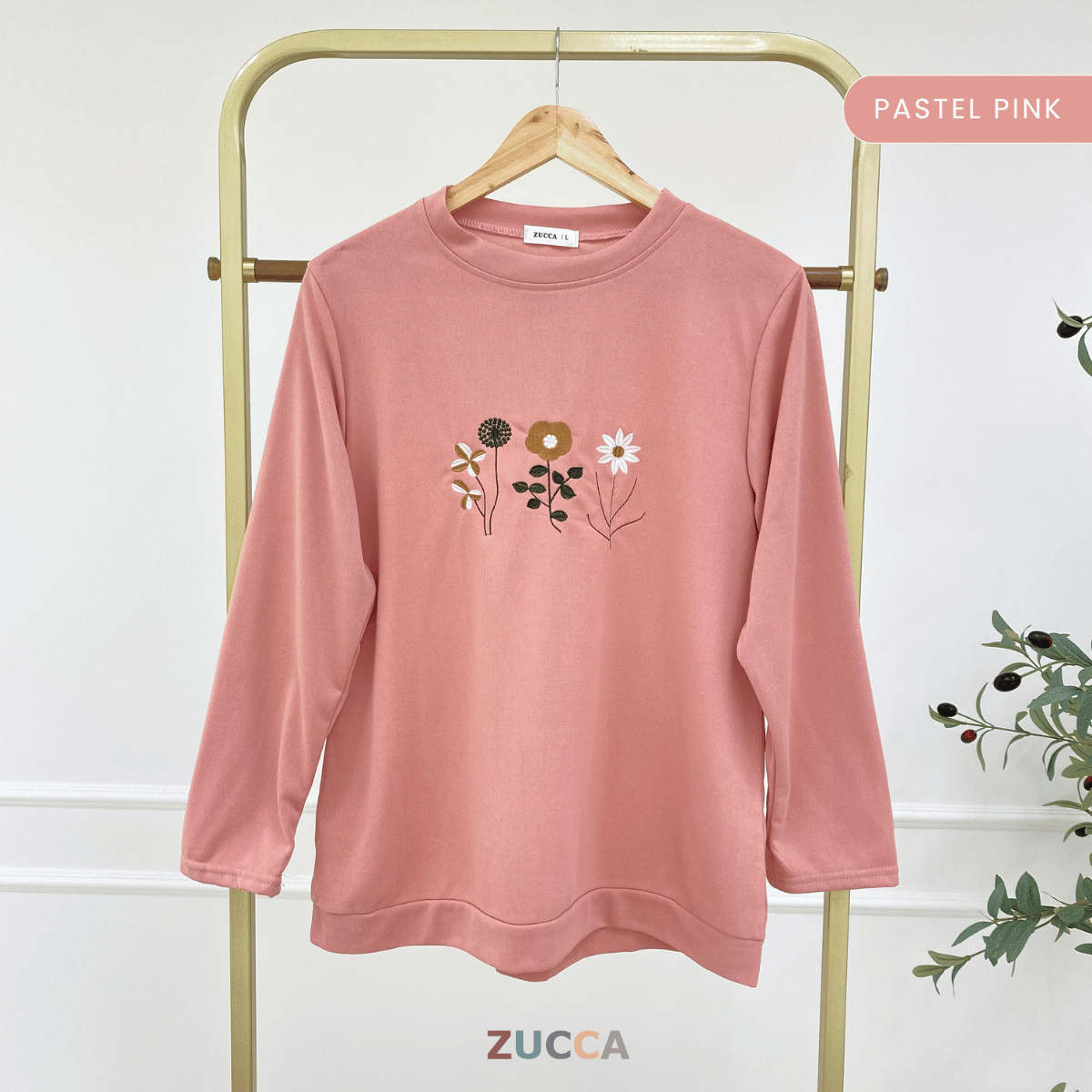 ZUCCA MAXINE BLAUS KASUAL WANITA DENGAN SULAMAN BUNGA - DM274