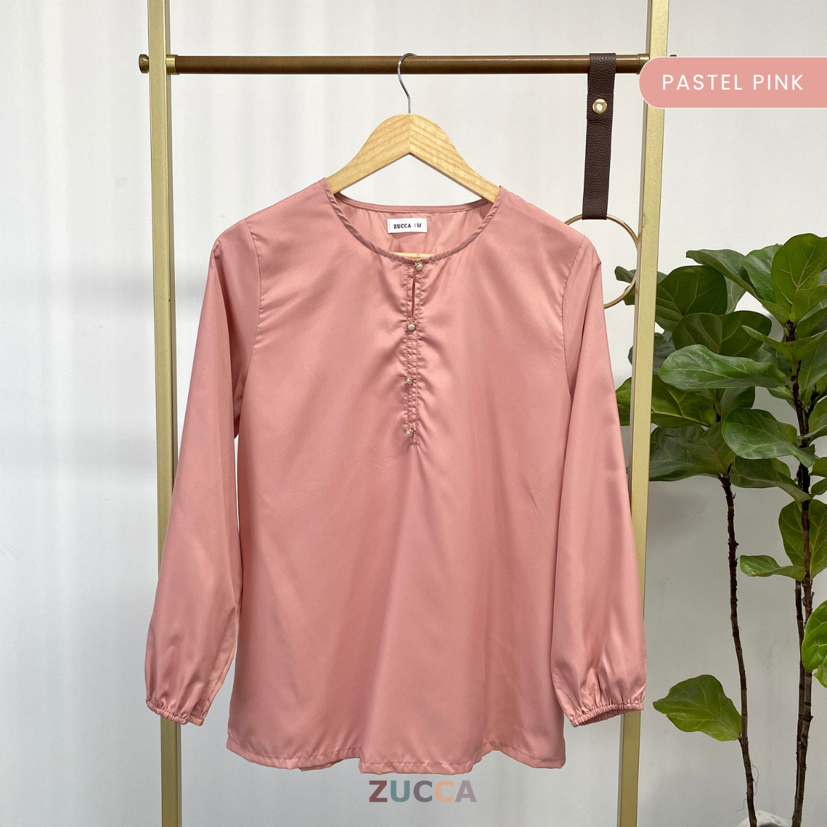 ZUCCA SURAYA PEARL BUTTON SATIN BLOUSE - MA051