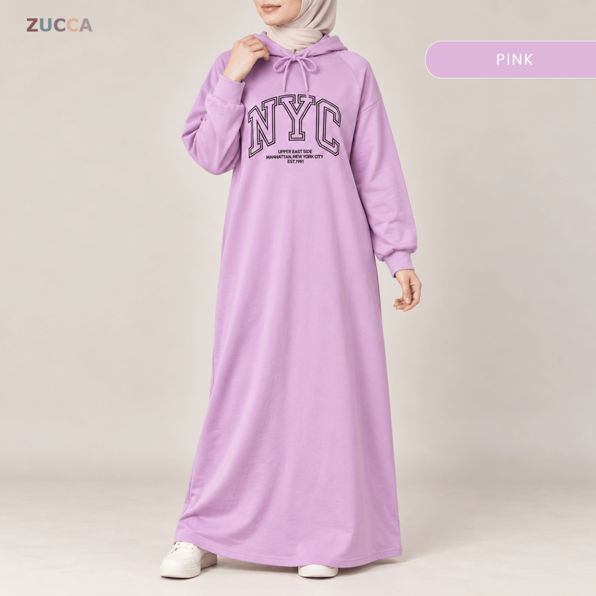 ZUCCA EXORA CASUAL SPORTY HOODIE MAXI DRESS - MA259