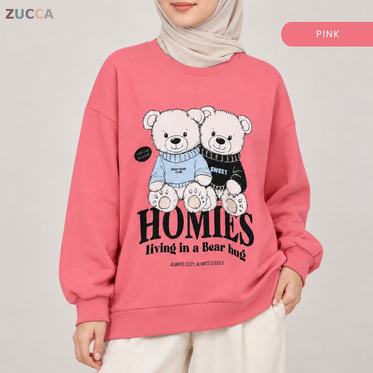 ZUCCA BALQIS TEDDY BEAR GRAPHIC SWEATSHIRT LONG SLEEVE-MA287