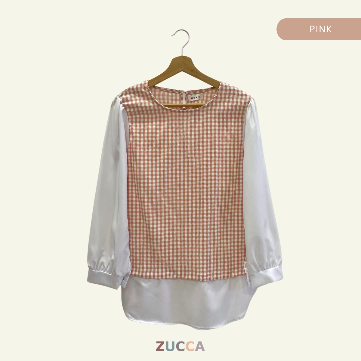 ZUCCA SYIKIN GINGHAM CHECKER PUFFED BLOUSE - DM157