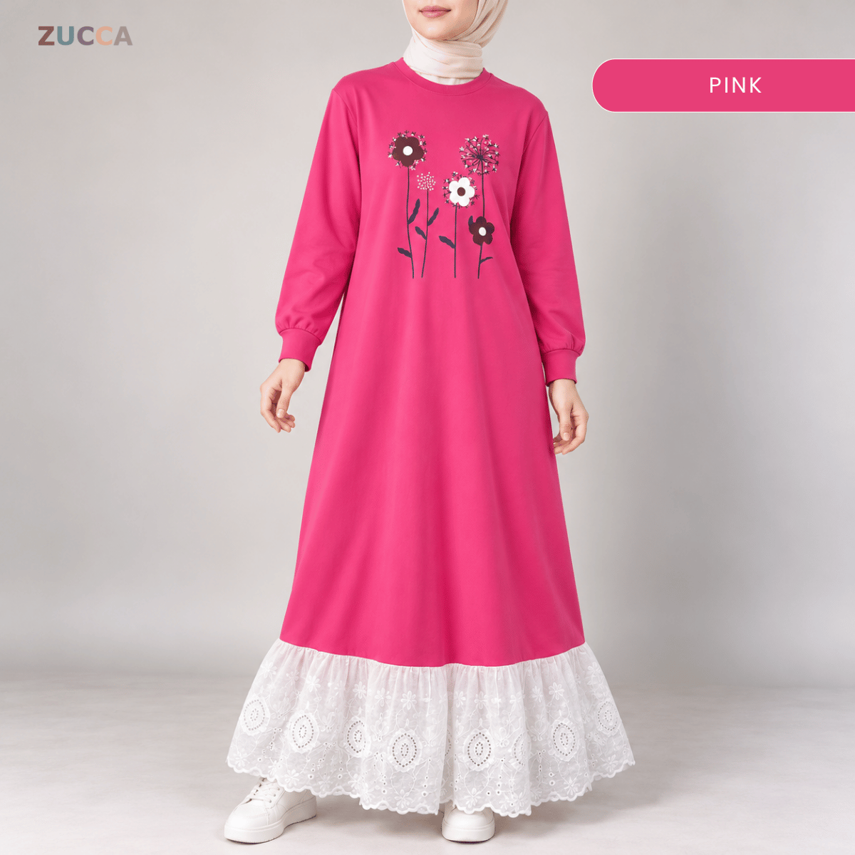 ZUCCA QASEH FLORAL LACE LONG SLEEVE MAXI DRESS  - MA263