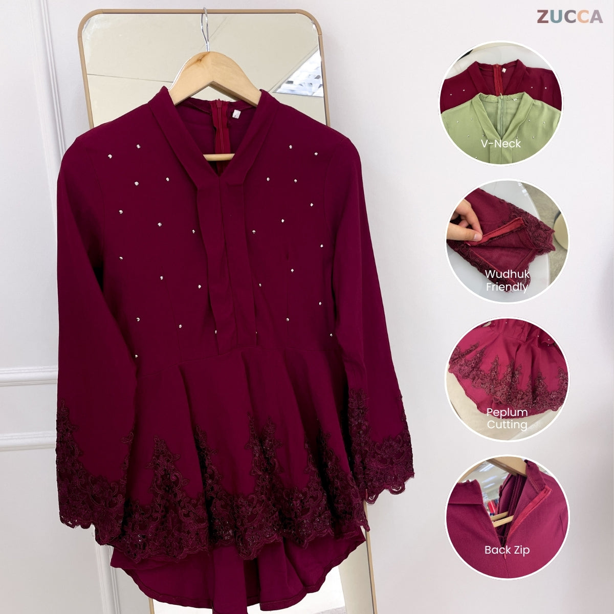 ZUCCA SOFEA WOMEN PEPLUM PEARL KURUNG - PL003