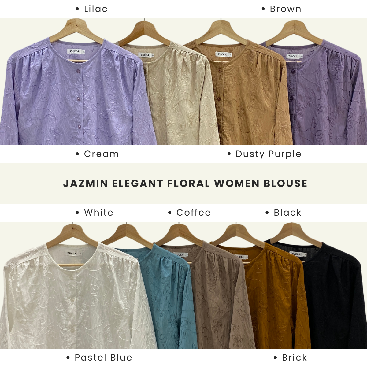 Jazmin Elegant Floral Embroidery Women Blouse - PS065