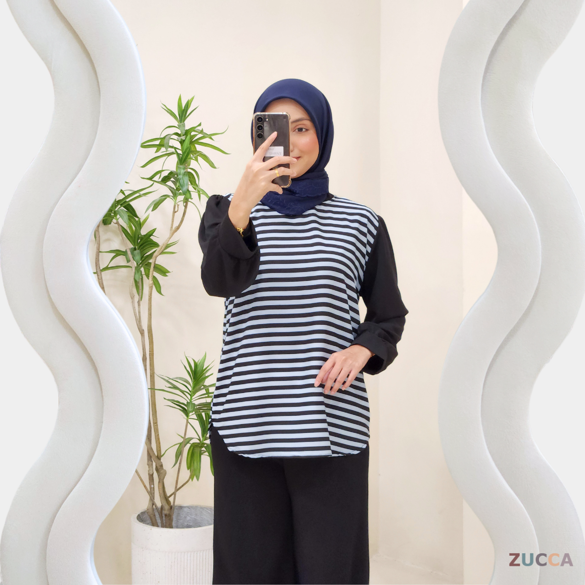 Velvet Casual Stripe Sweatshirt - DM146