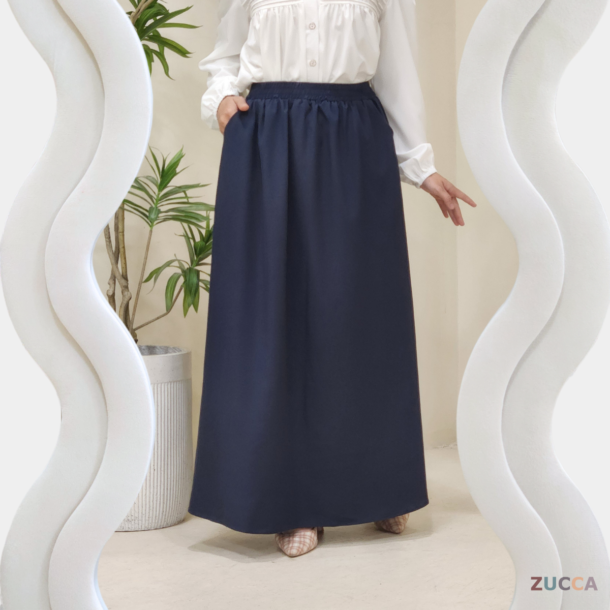 Syafia Pocket Cotton A-line Skirt - DM120