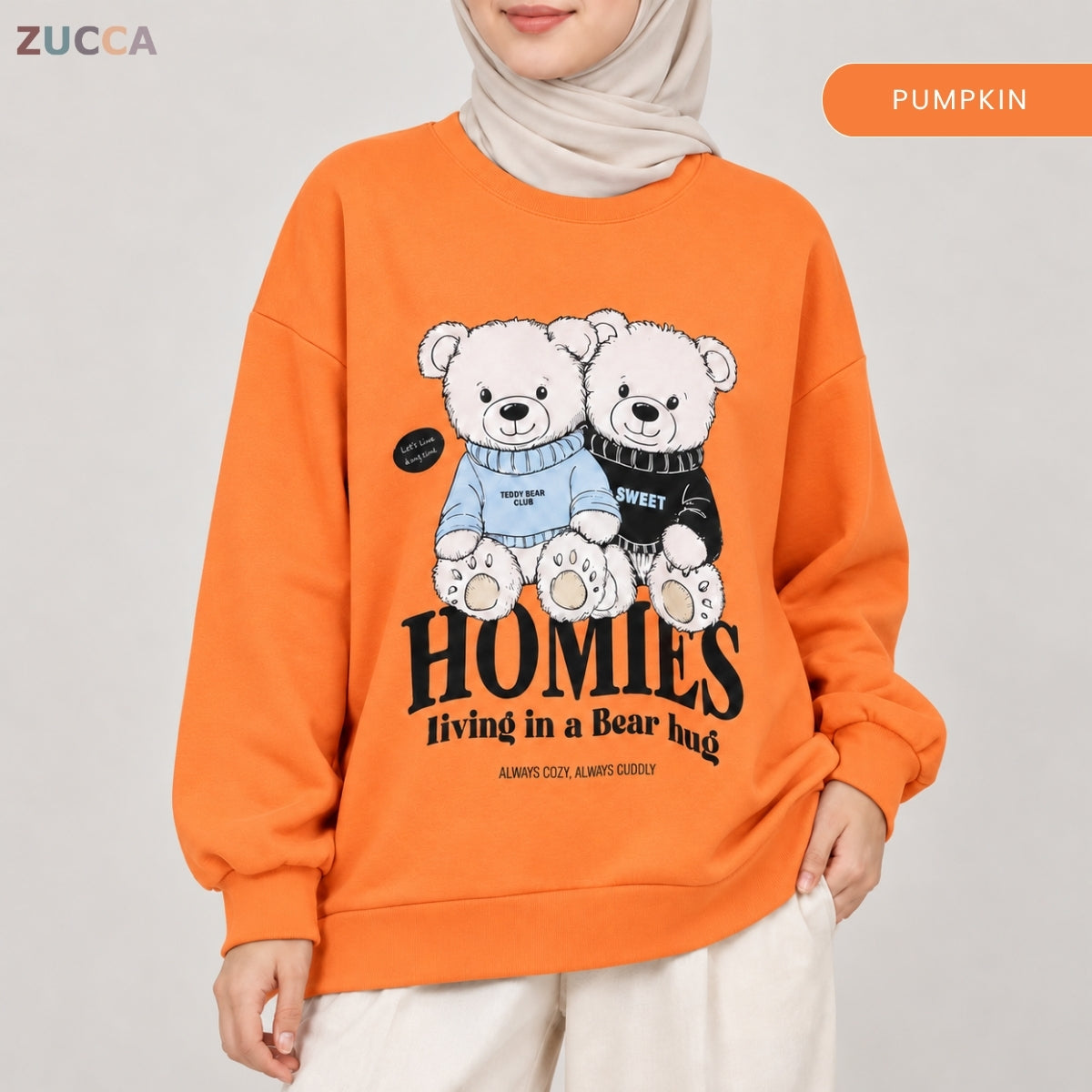 ZUCCA BALQIS TEDDY BEAR GRAPHIC SWEATSHIRT LONG SLEEVE-MA287
