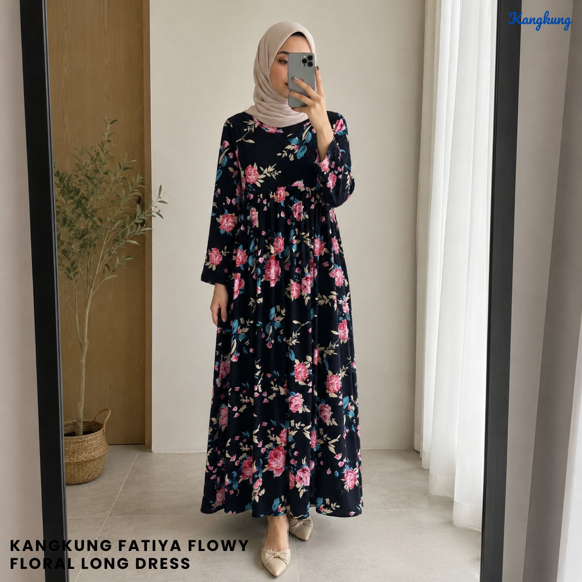 KANGKUNG FATIYA FLOWY FLORAL LONG DRESS - Q001