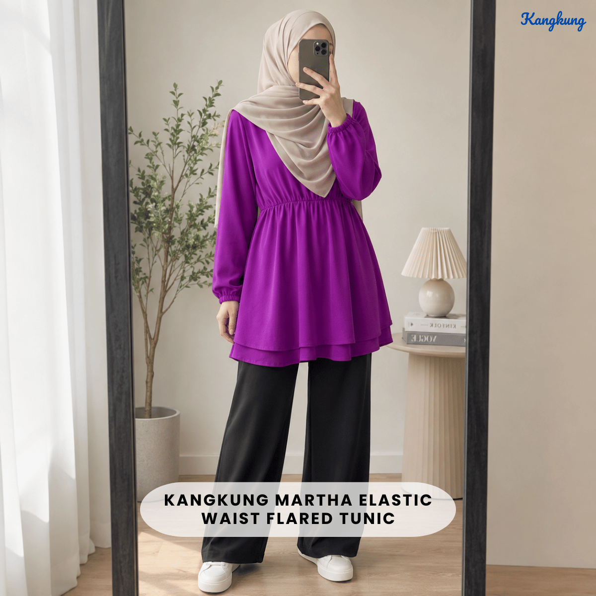 KANGKUNG MARTHA ELASTIC WAIST FLARED TUNIC-Q002
