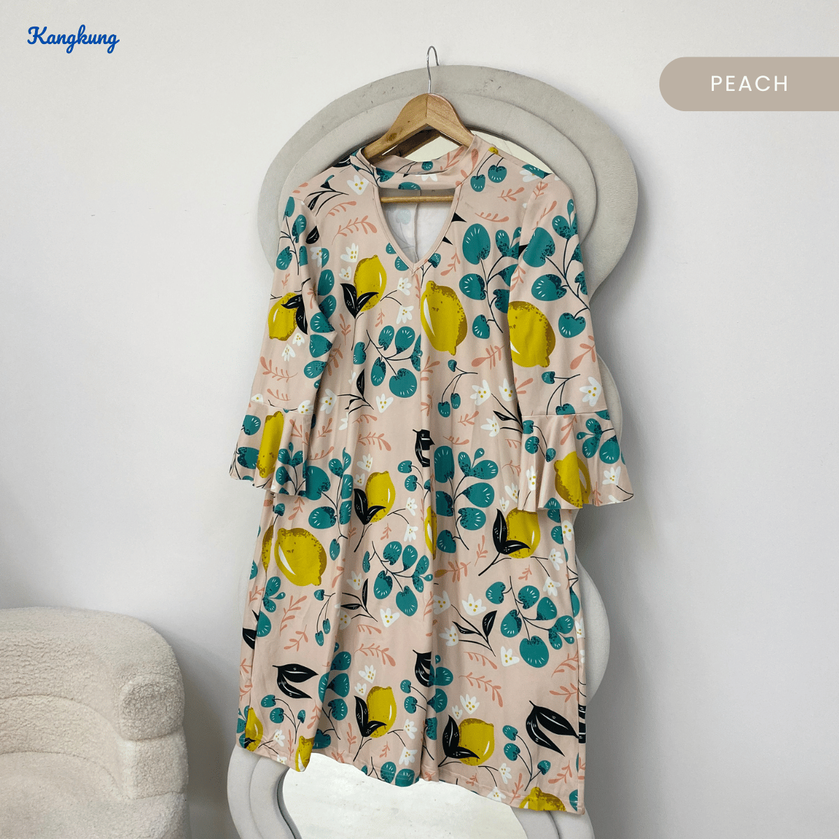 KANGKUNG PATRICIA FLORAL V-NECK FLARE TUNIC TOP - Q004 (#153)