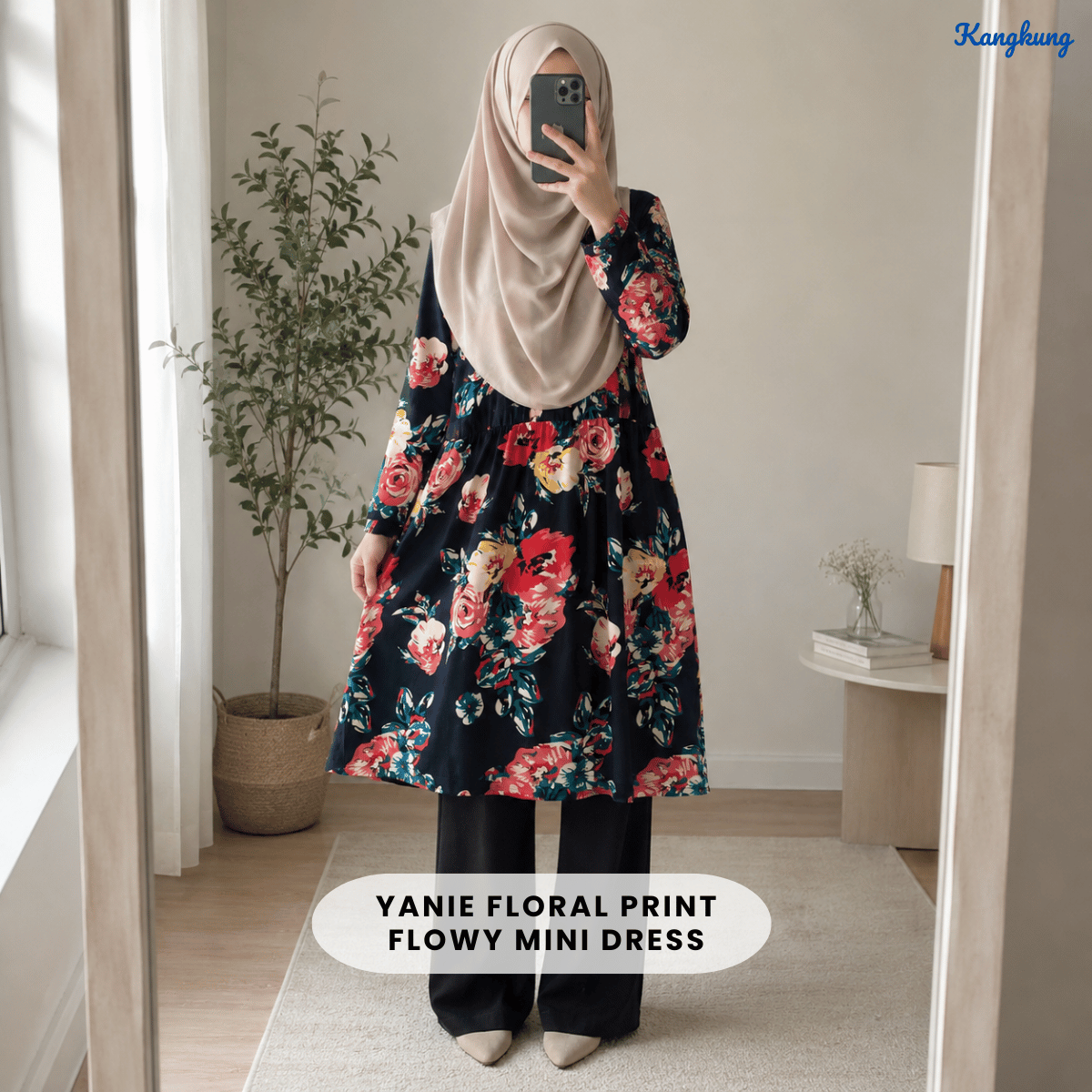 KANGKUNG YANIE FLORAL PRINT FLOWY MINI DRESS - Q005(#138)