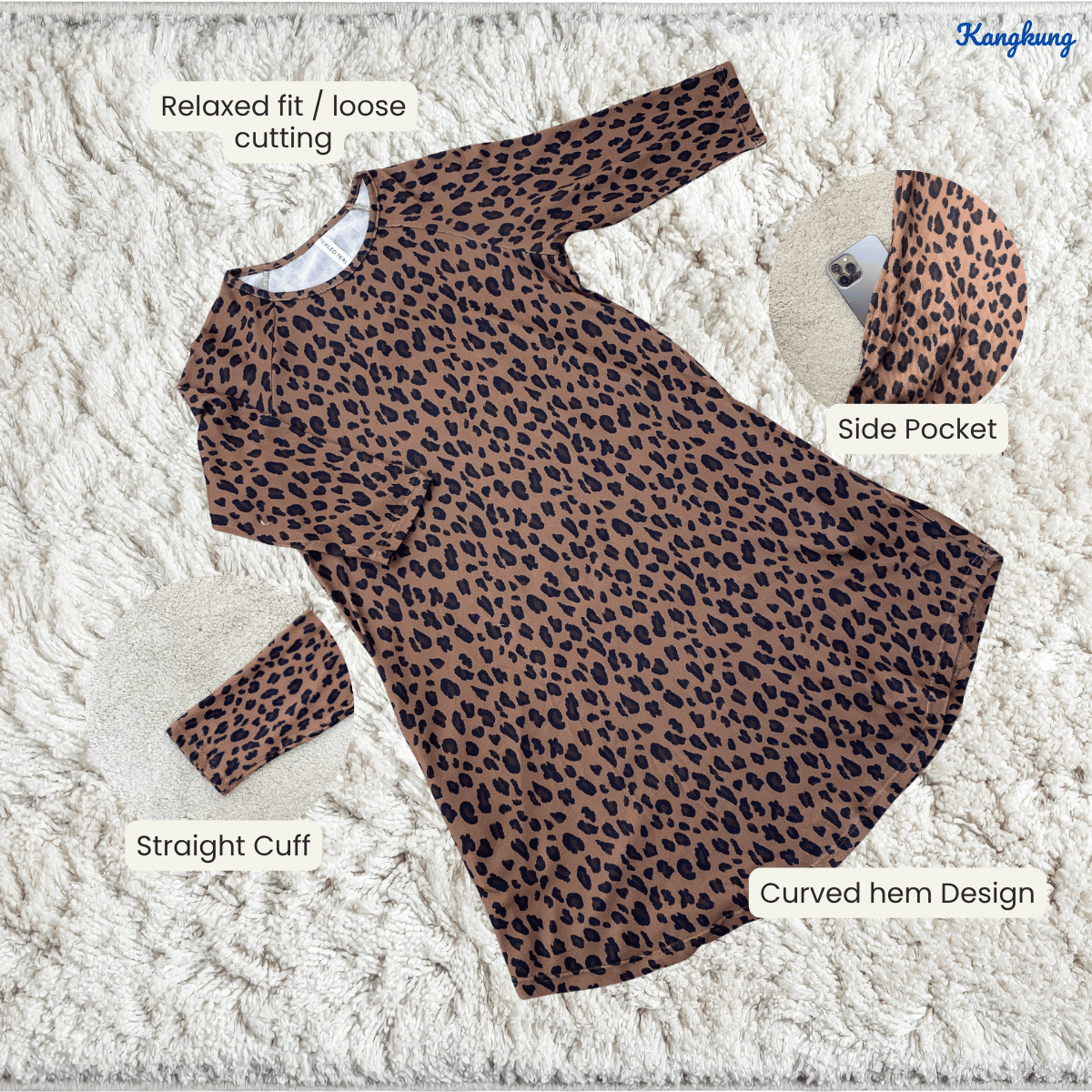 KANGKUNG JANE PRINTED FLARE LONG TOP-Q006