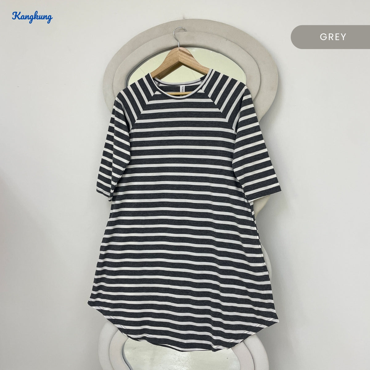 KANGKUNG JANETTE STRIPED A-LINE LONG TOP - Q007