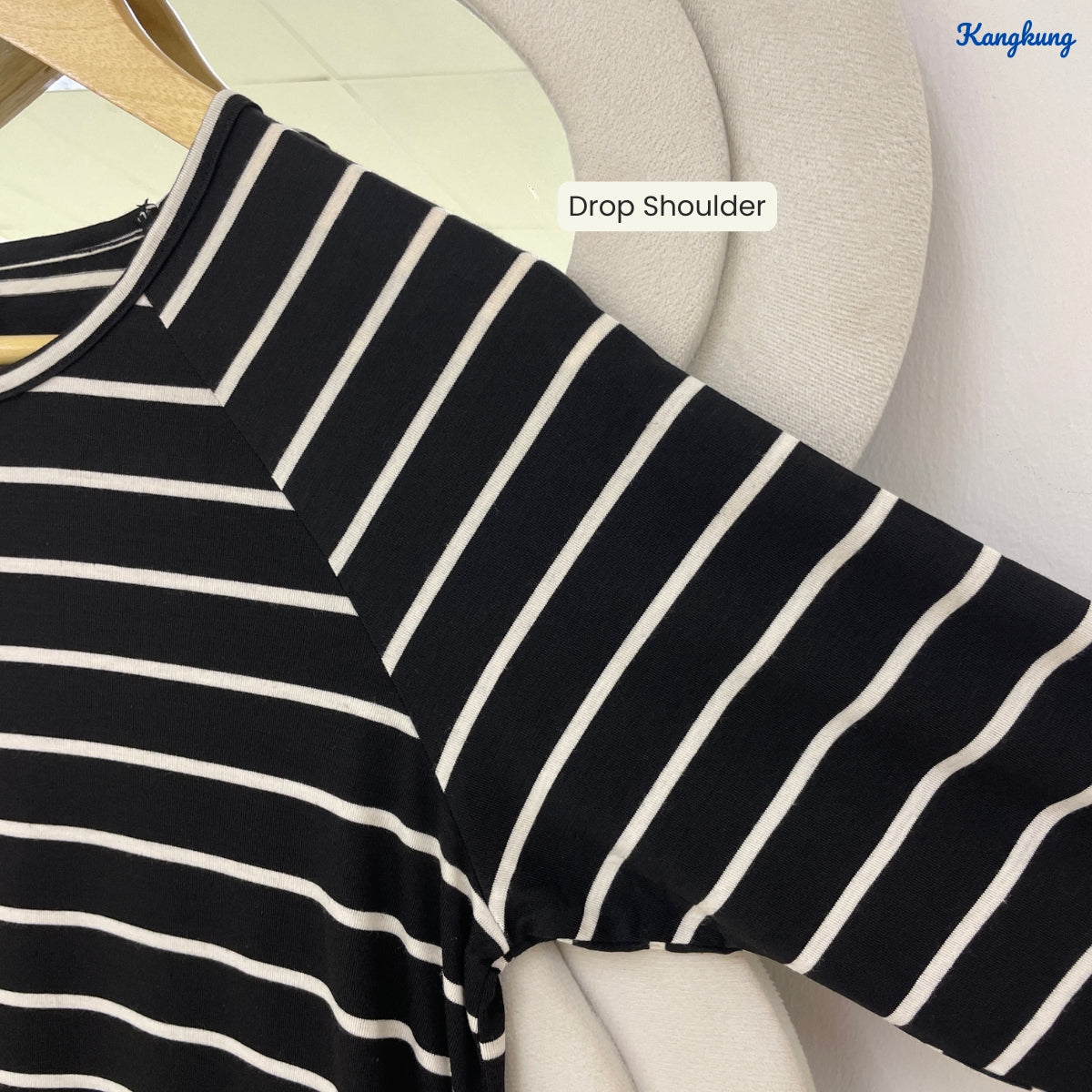 KANGKUNG JANETTE STRIPED A-LINE LONG TOP - Q007