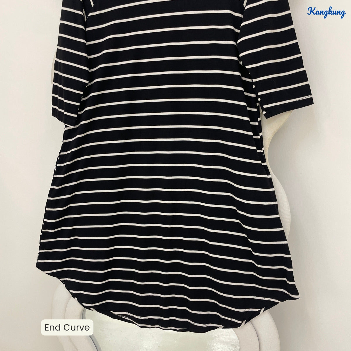 KANGKUNG JANETTE STRIPED A-LINE LONG TOP - Q007