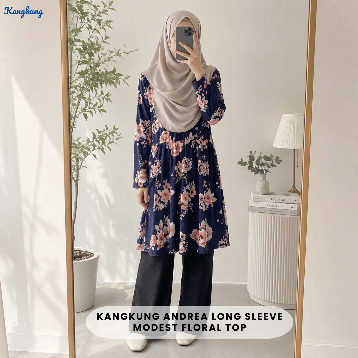 KANGKUNG ANDREA LONG SLEEVE MODEST FLORAL TOP - Q008 (#191)