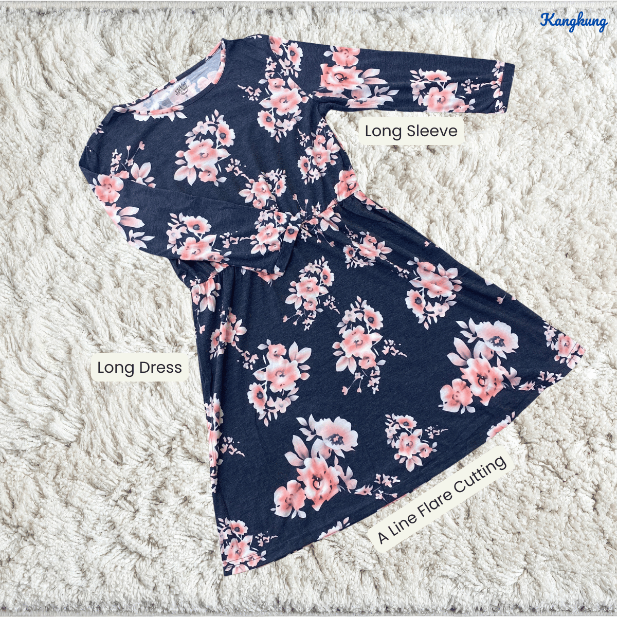 KANGKUNG ANDREA LONG SLEEVE MODEST FLORAL TOP - Q008 (#191)