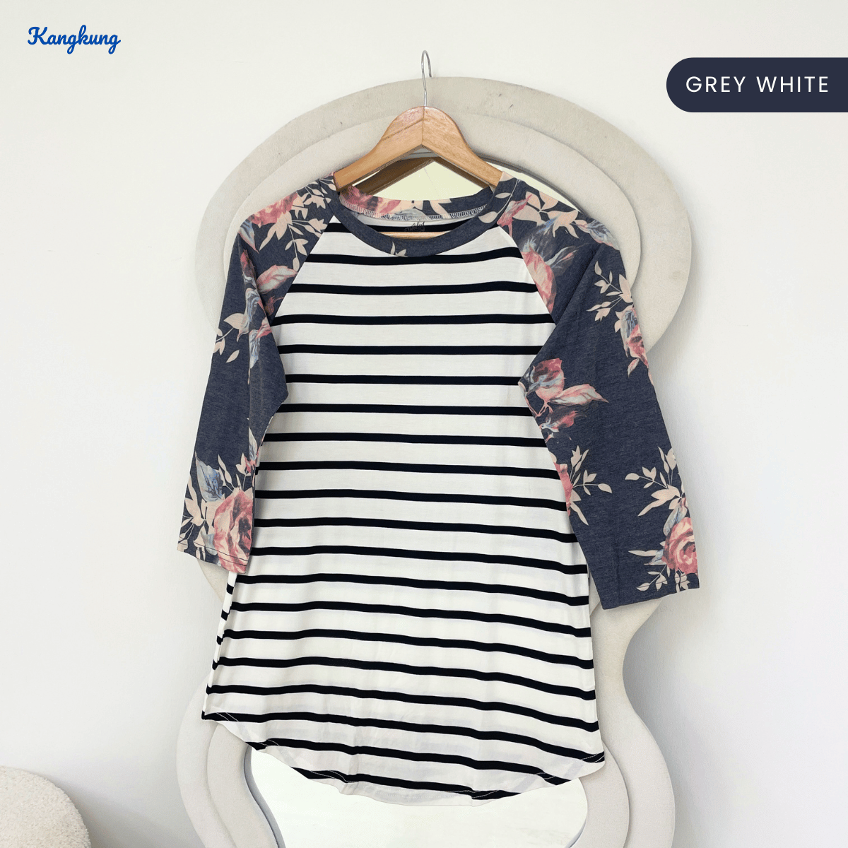 KANGKUNG SUNNY MODEST STRIPED LONG TOP-Q012