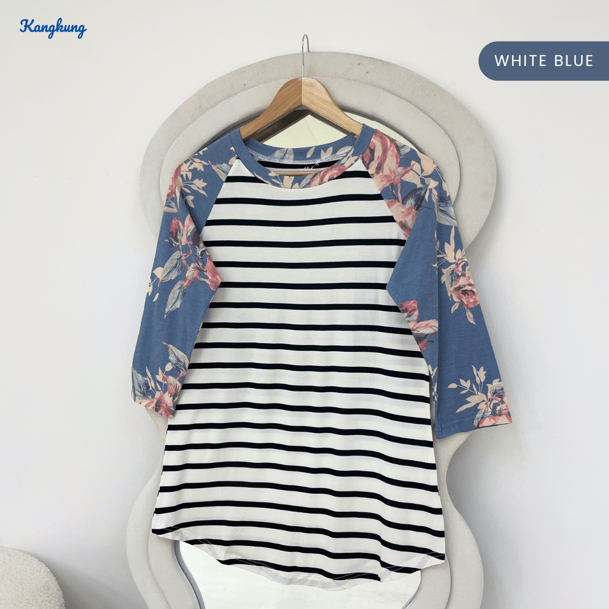 KANGKUNG SUNNY MODEST STRIPED LONG TOP-Q012