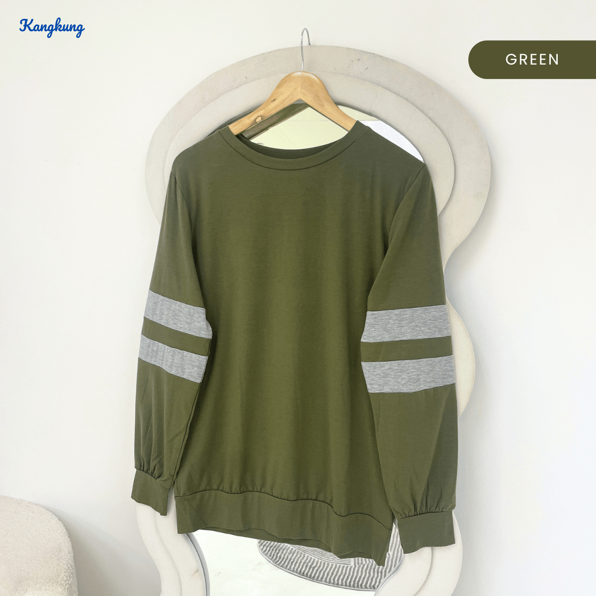 KANGKUNG FIFIE DOUBLE STRIPE LONG SLEEVE SWEATSHIRT-Q014