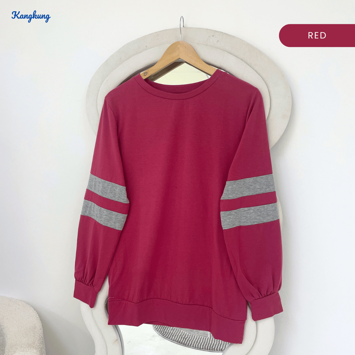 KANGKUNG FIFIE DOUBLE STRIPE LONG SLEEVE SWEATSHIRT-Q014