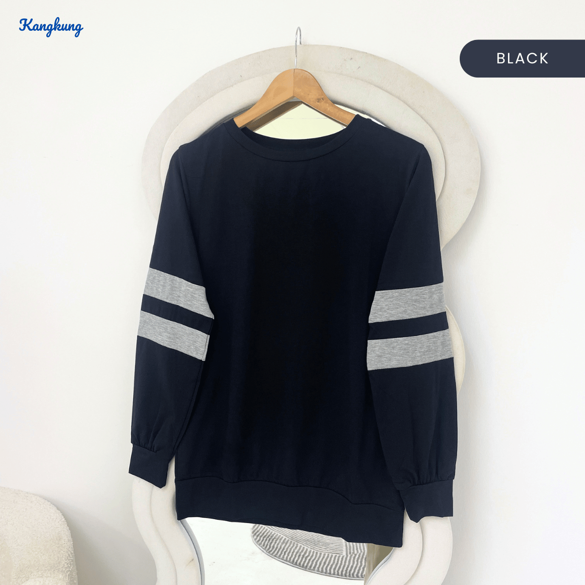 KANGKUNG FIFIE DOUBLE STRIPE LONG SLEEVE SWEATSHIRT-Q014