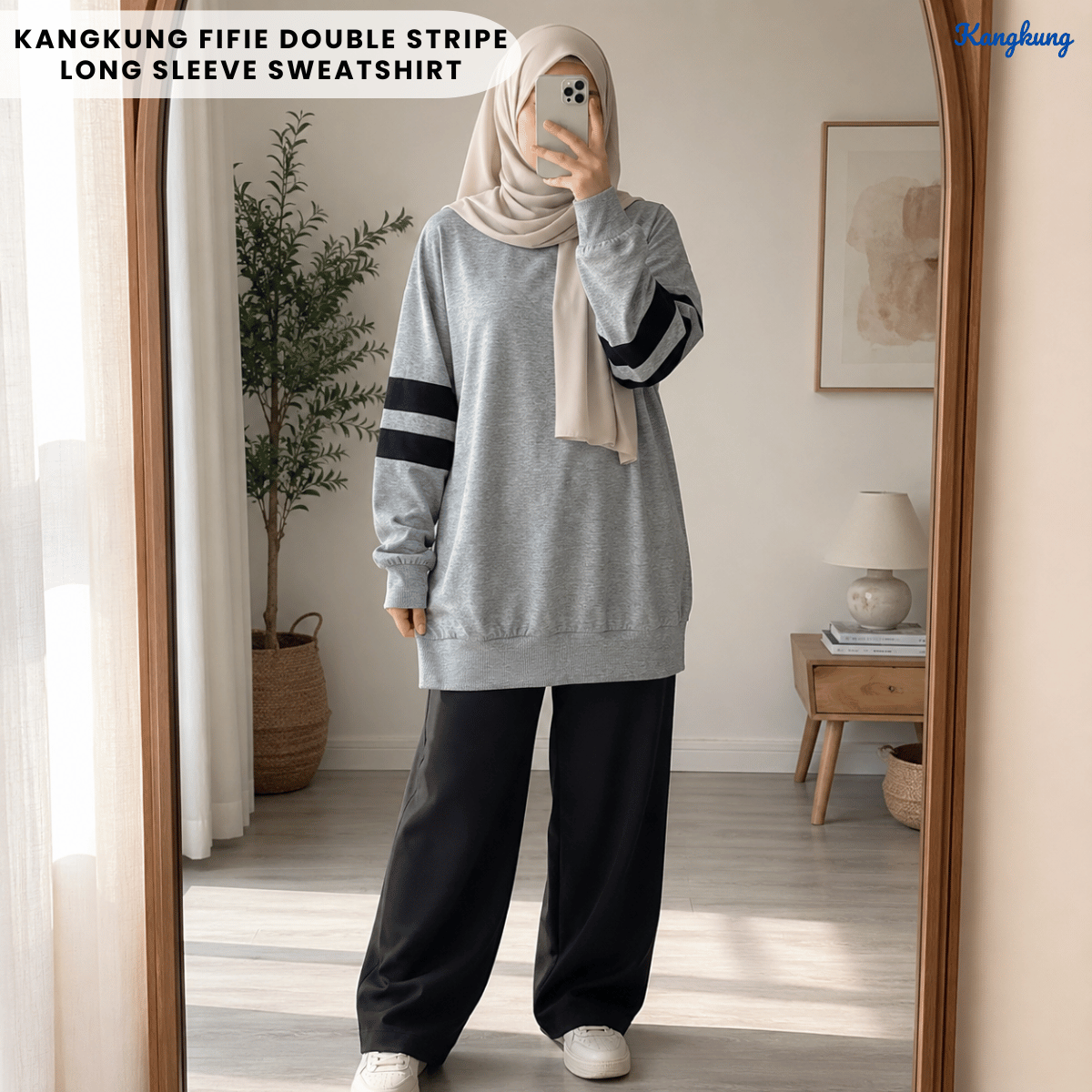 KANGKUNG FIFIE DOUBLE STRIPE LONG SLEEVE SWEATSHIRT-Q014