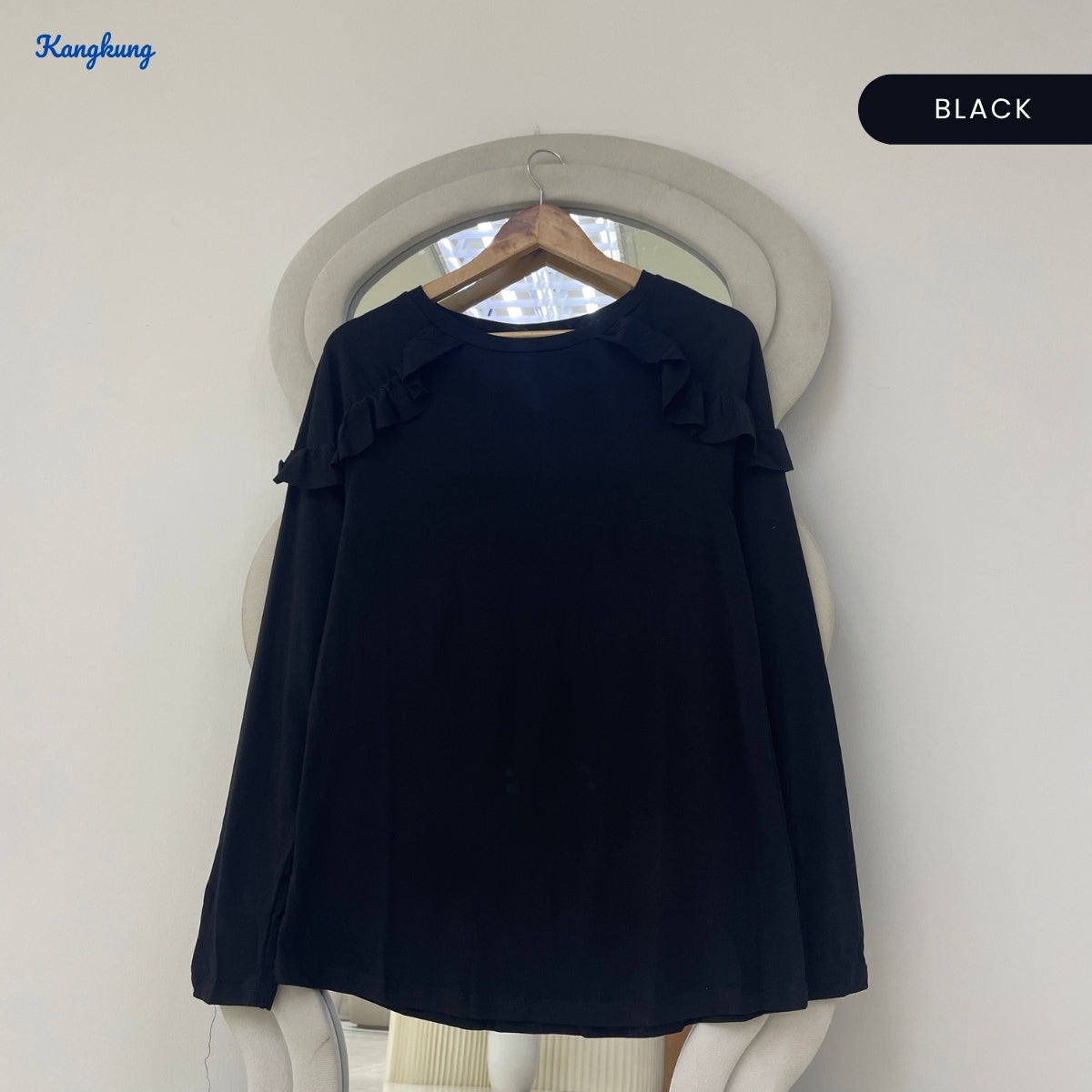 KANGKUNG RAISHA RUFFLE SHOULDER LONG SLEEVE TOP - Q017