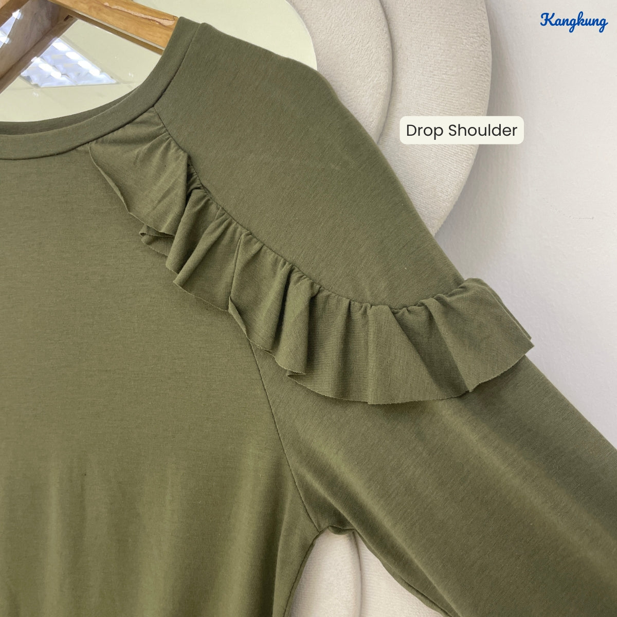 KANGKUNG RAISHA RUFFLE SHOULDER LONG SLEEVE TOP - Q017