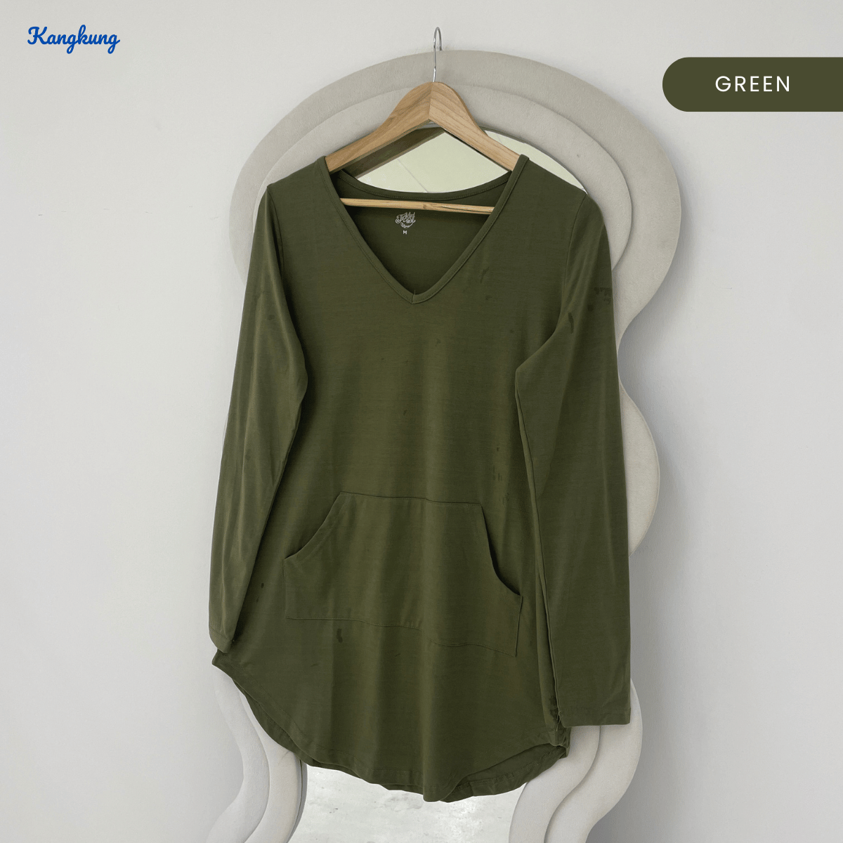 KANGKUNG ALIDA V-NECK HIGH-LOW LONG SLEEVE TOP - Q020(#182)