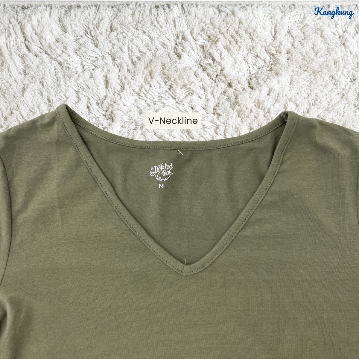 KANGKUNG ALIDA V-NECK HIGH-LOW LONG SLEEVE TOP - Q020(#182)