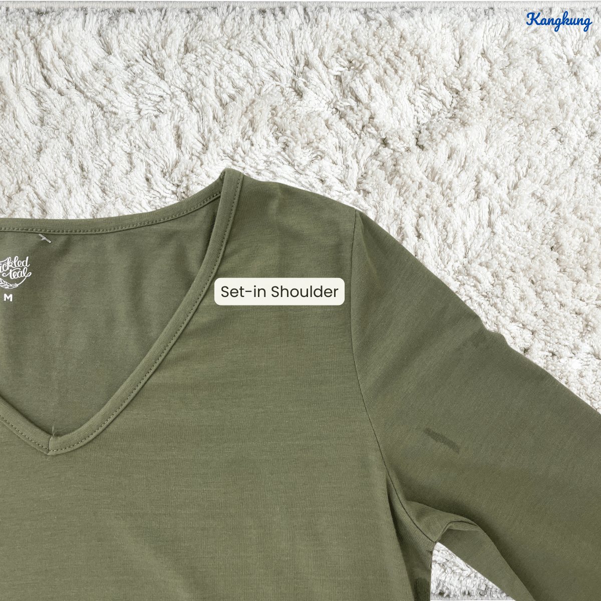 KANGKUNG ALIDA V-NECK HIGH-LOW LONG SLEEVE TOP - Q020(#182)
