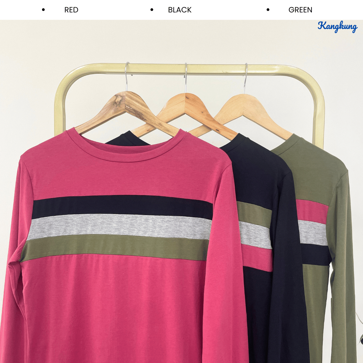 KANGKUNG CLARE CASUAL STRIPE PANEL SWEATSHIRT-Q021