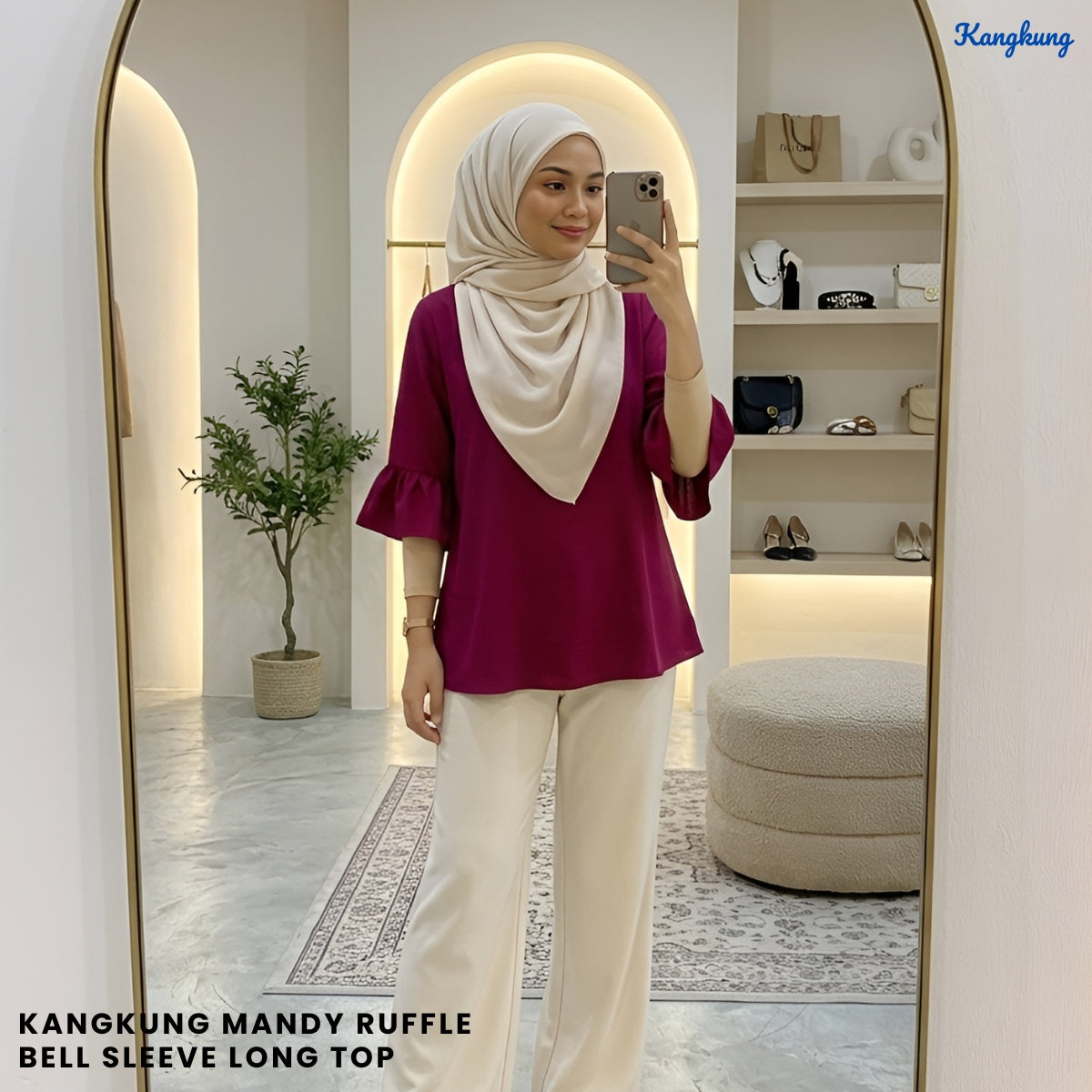 KANGKUNG MANDY RUFFLE BELL SLEEVE LONG TOP - Q025