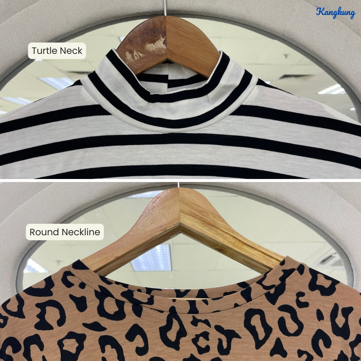 KANGKUNG TEERA PRINTED COLOR BLOCK TURTLENECK LONG TOP - Q026