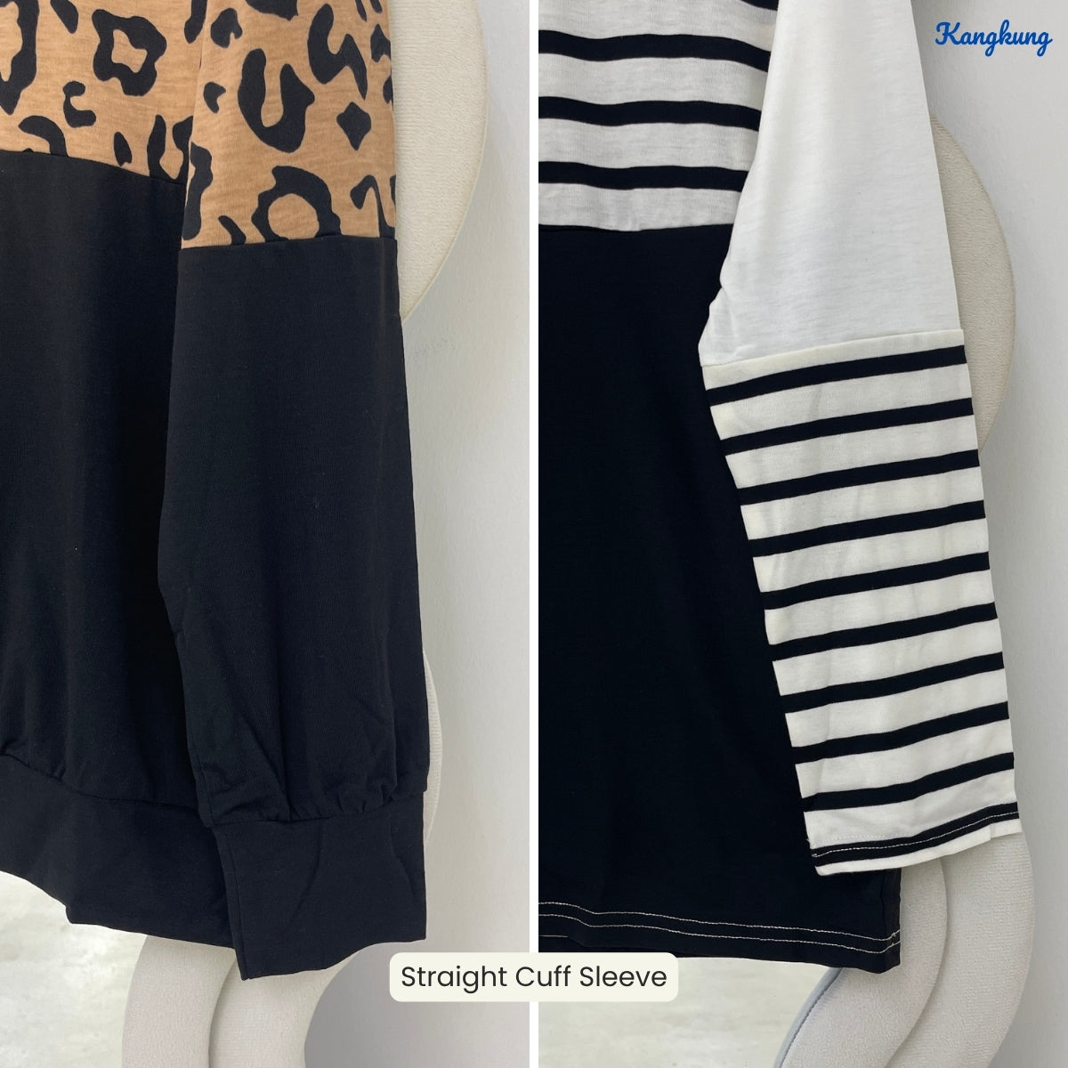 KANGKUNG TEERA PRINTED COLOR BLOCK TURTLENECK LONG TOP - Q026