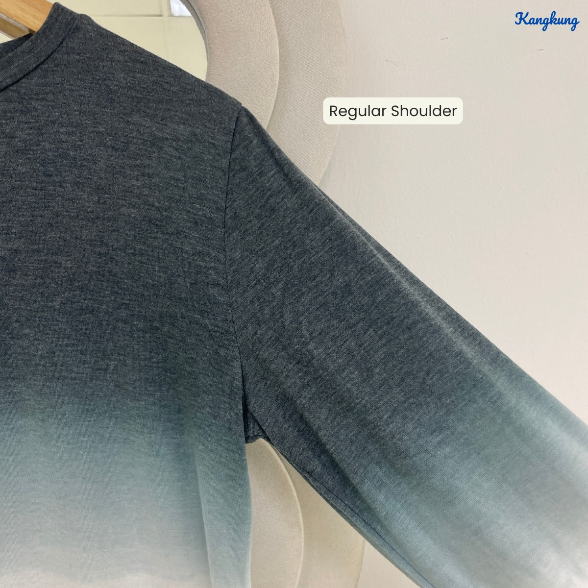 KANGKUNG ASTRID OMBRE GRADIENT HIGH-LOW LONG SLEEVE TOP - Q030