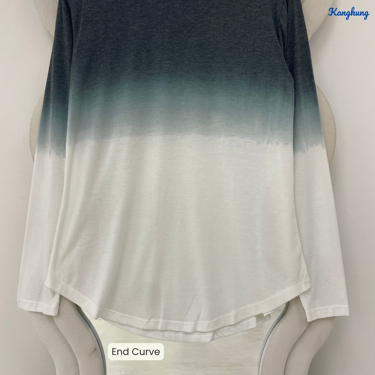 KANGKUNG ASTRID OMBRE GRADIENT HIGH-LOW LONG SLEEVE TOP - Q030