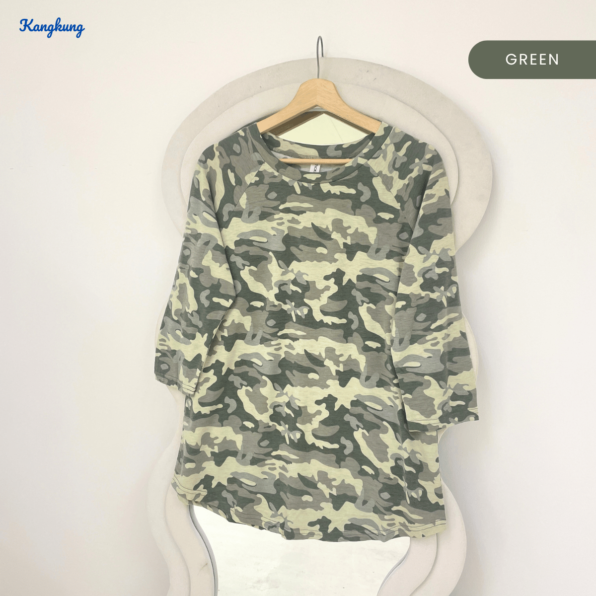 KANGKUNG LENNY PLAIN FLORAL RAGLAN TOP-Q034
