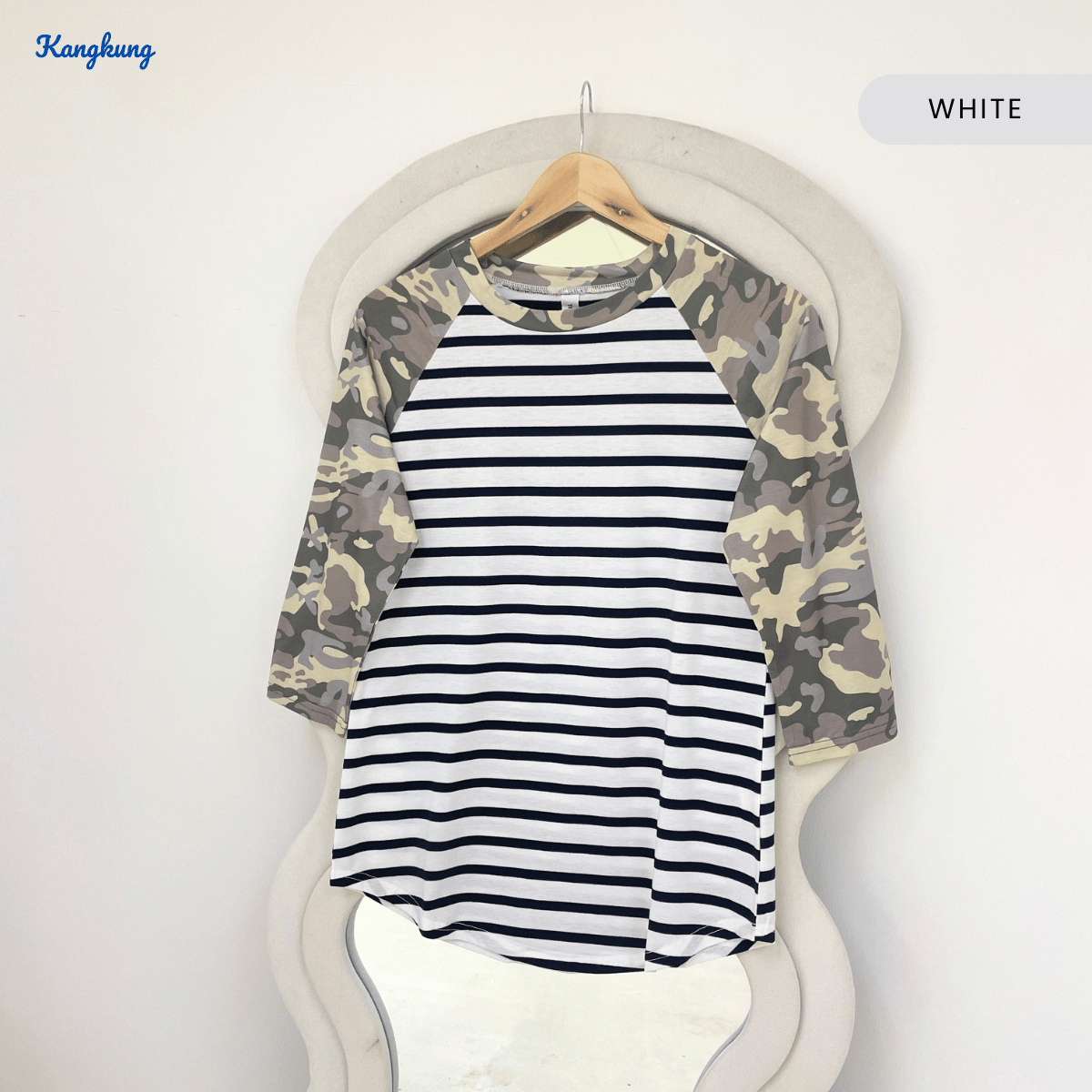 KANGKUNG LENNY PLAIN FLORAL RAGLAN TOP-Q034