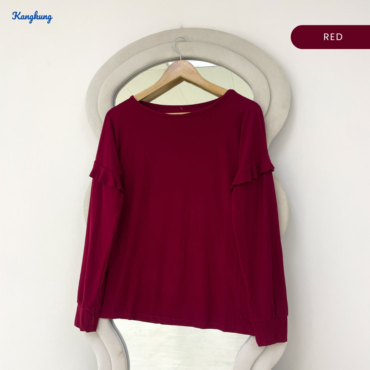 KANGKUNG PENNY LAYERED RUFFLE SLEEVE LONG TOP - Q037