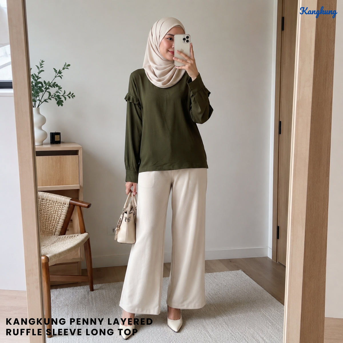 KANGKUNG PENNY LAYERED RUFFLE SLEEVE LONG TOP - Q037